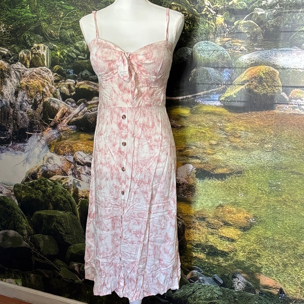 AUW Pink Tie-Dye Button-Down Dress